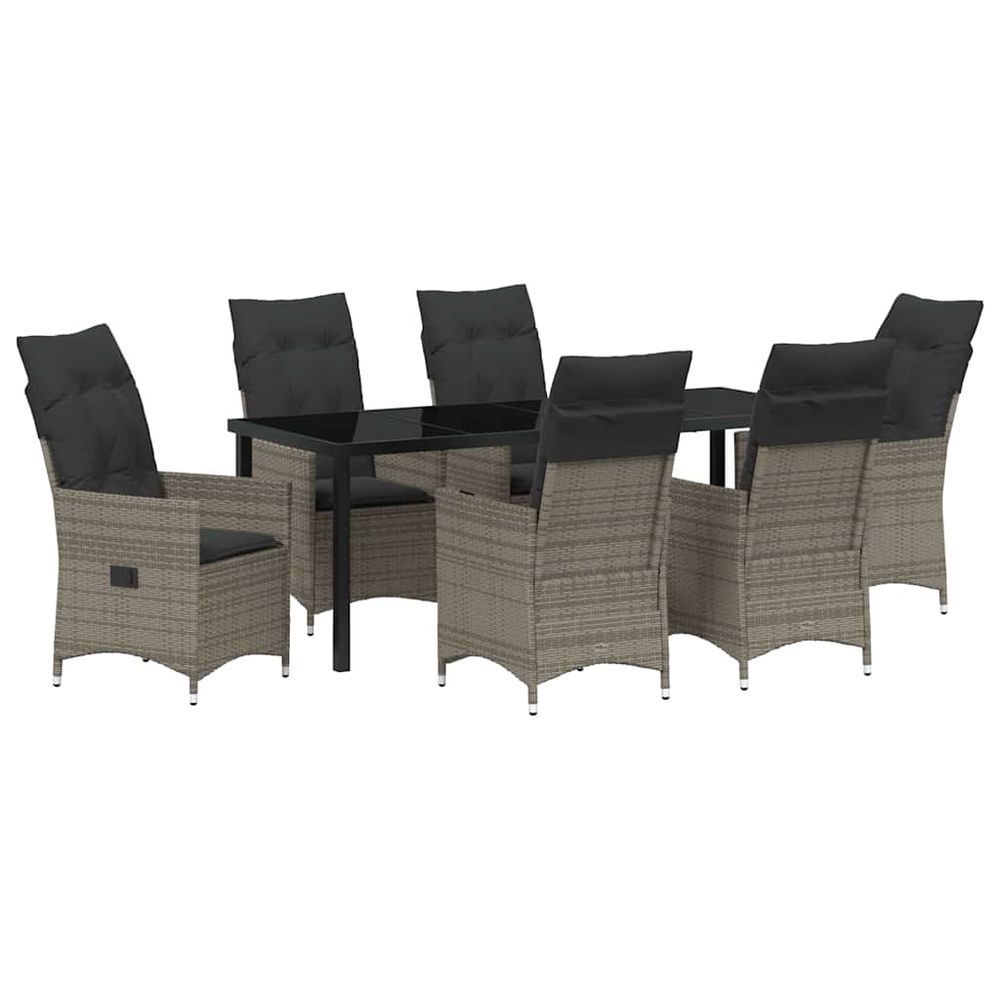 Ensemble de salle à manger pour jardin 7 pc gris polyrotin