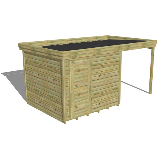 Abri de jardin bois pin traité autoclave 27mm - 4,64x2,64m / 12m2 - bac acier - plancher bois
