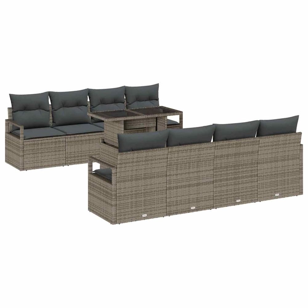 Ensemble de canapé de jardin 9 pc gris poly rotin