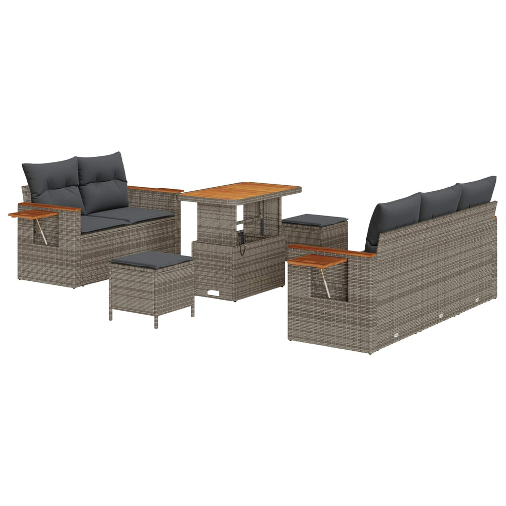 Ensemble de canapé de jardin 8 pcs gris polyrotin