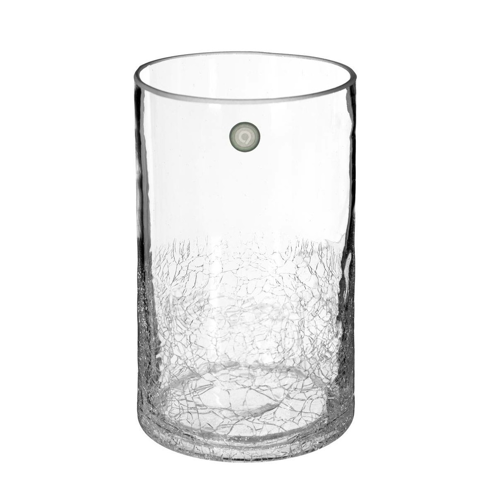 Vase cylindre - verre craquelé - h20 cm