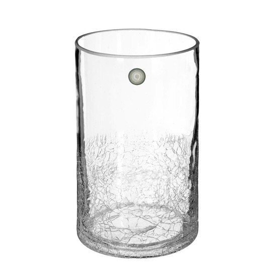 Vase cylindre - verre craquelé - h20 cm