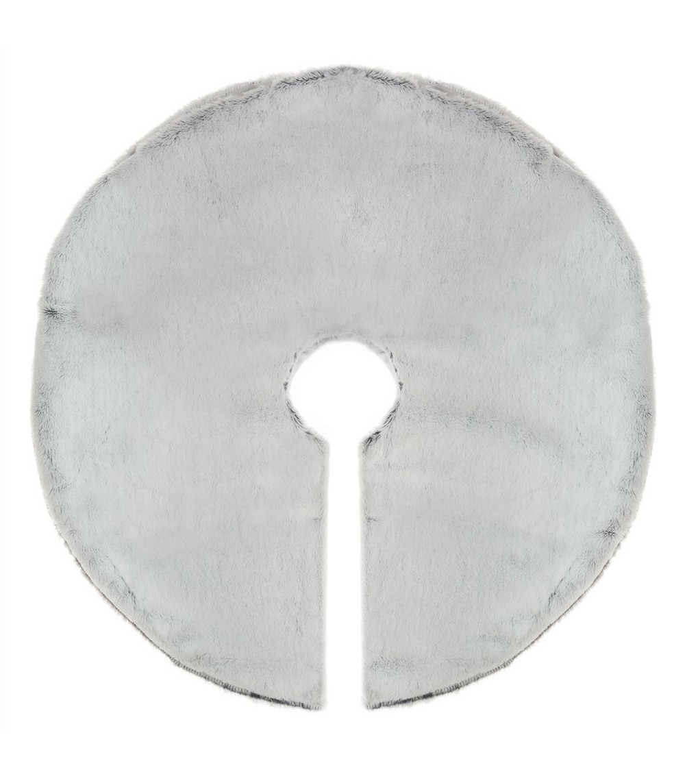 Déco de noël tapis pour pied de sapin en fourrure grise d 90 cm