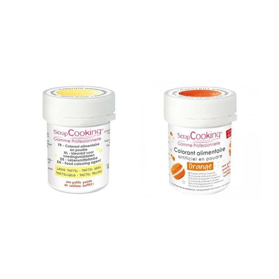 2 colorants alimentaires en poudre - orange-jaune pastel