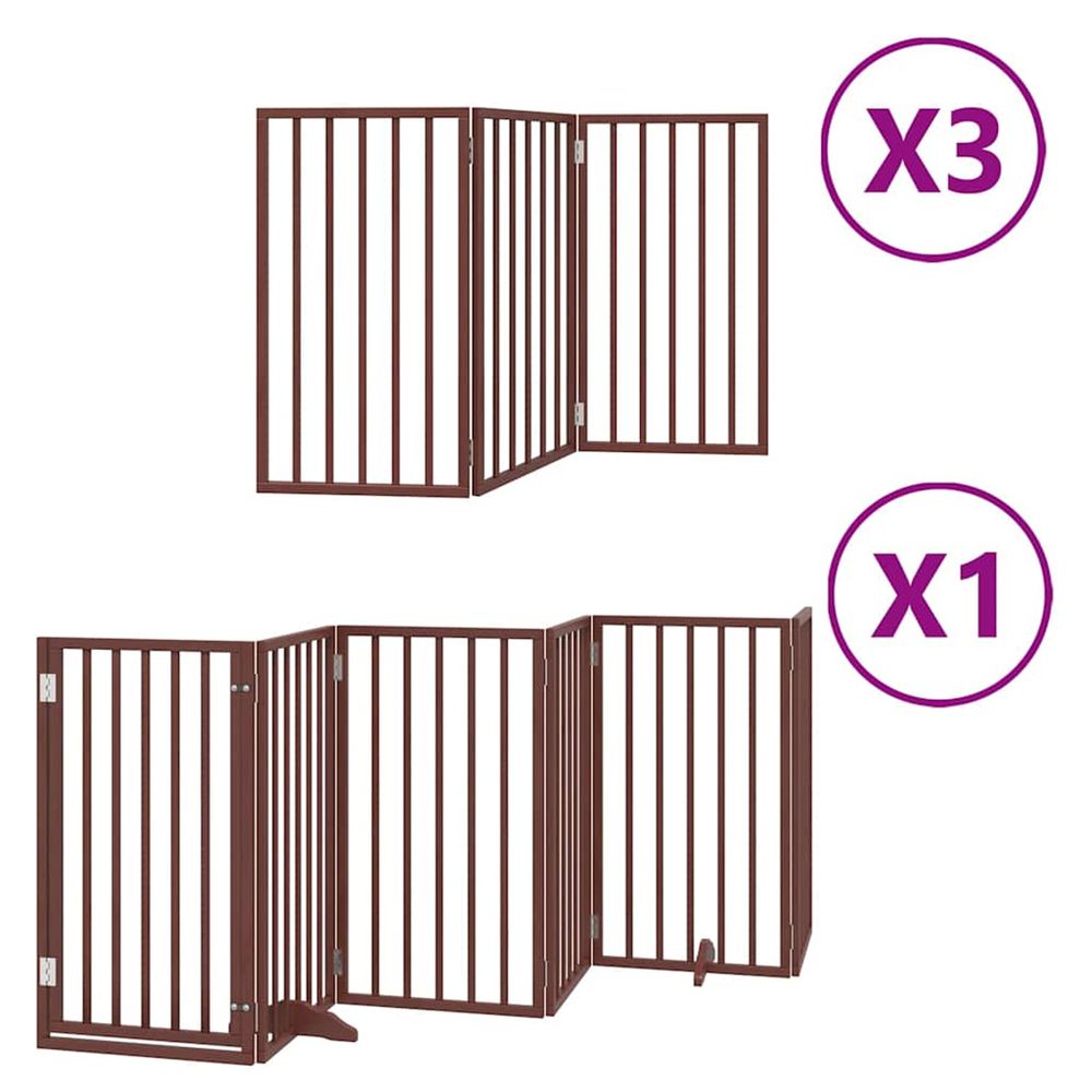 Barrière pour chien porte pliable 15 panneaux bois de peuplier