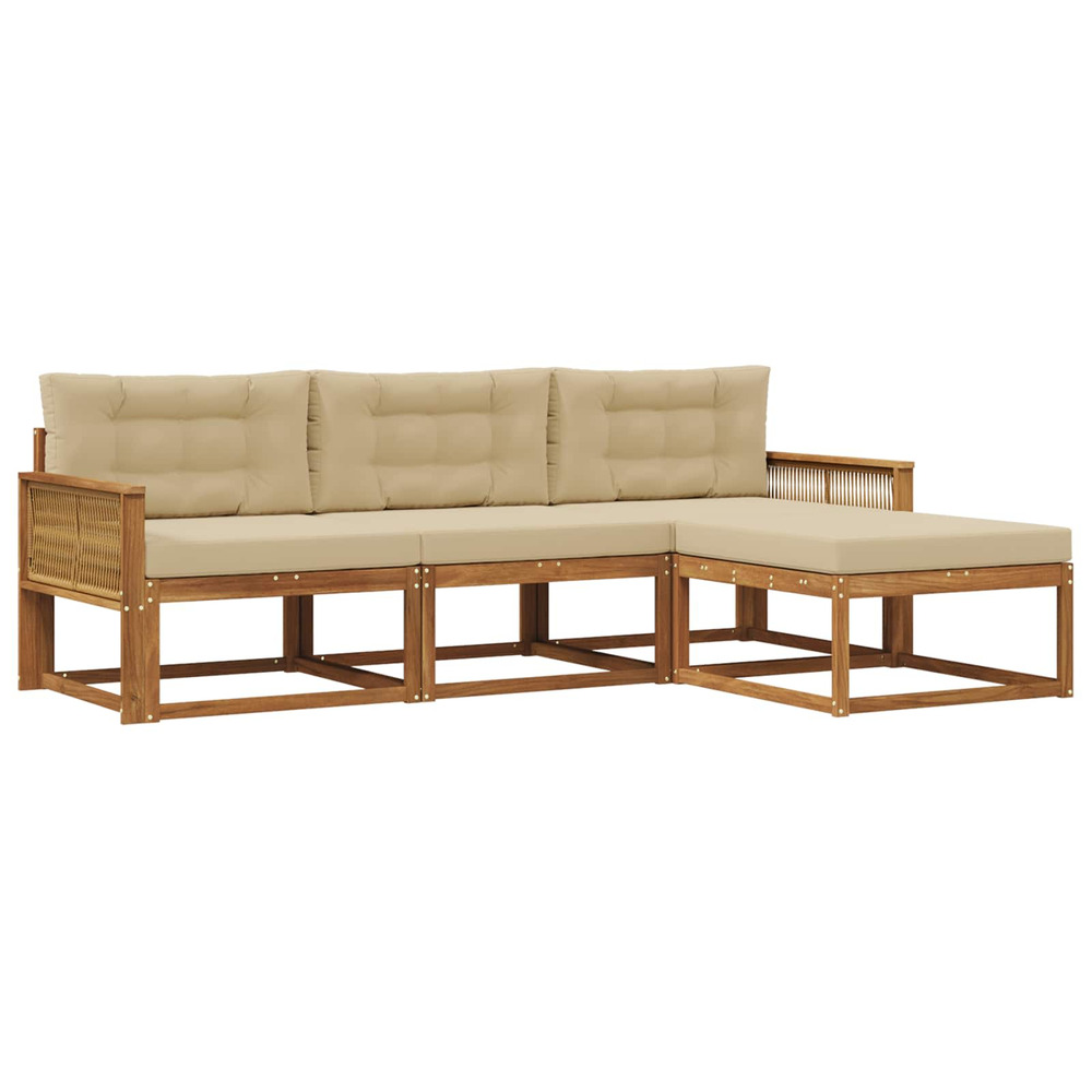 Ensemble de canapés d'extérieur 4 pcs naturel et beige