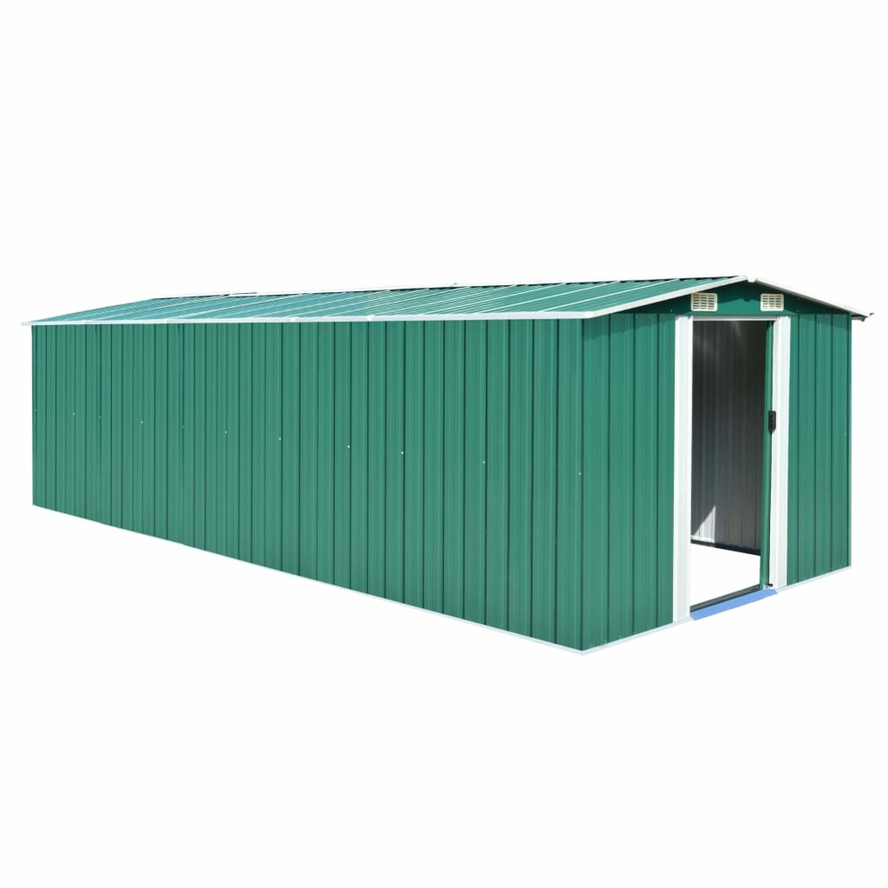 Abri de jardin cabane cabanon maison de stockage remise extérieur hangar outils robuste 257 x 580 x 181 cm métal vert 02_0022
