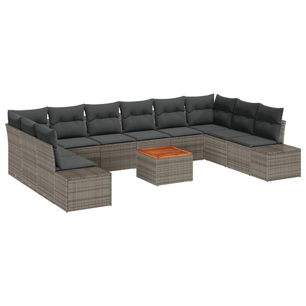 Ensemble de canapé de jardin 11 pc gris polyrotin