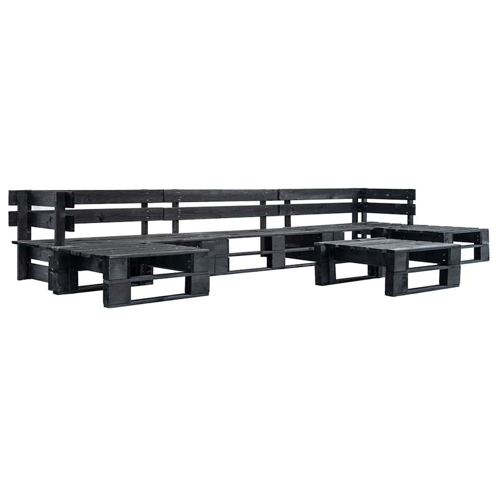 Canapés de jardin palette 6 pcs noir bois