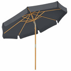Parasol 3 m ombrelle octogonal protection solaire anti-uv upf50+ mât et baleines en bois inclinable sans socle pour terrasse