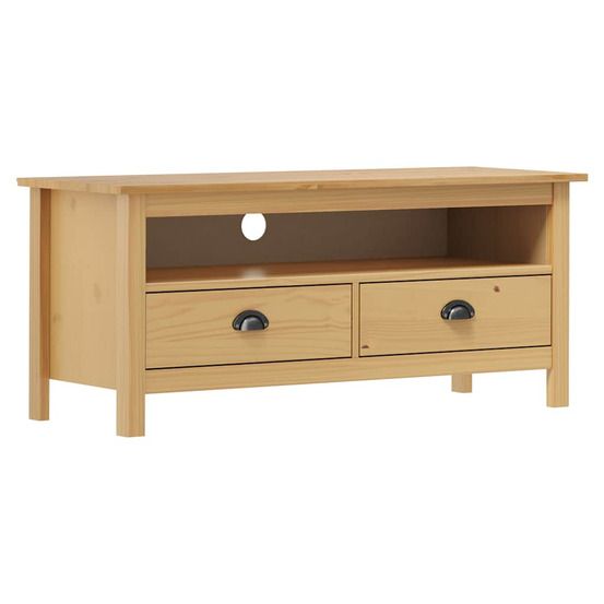 Meuble tv hill range marron miel 110x40x47cm bois de pin solide