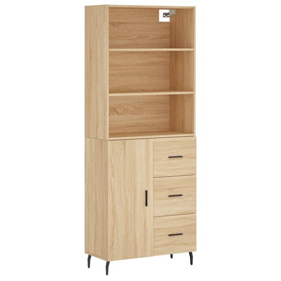 Buffet bahut commode armoire meuble de rangement organisateur cuisine salle de séjour salon haut sonoma 69,5 x 34 x 180 cm bo