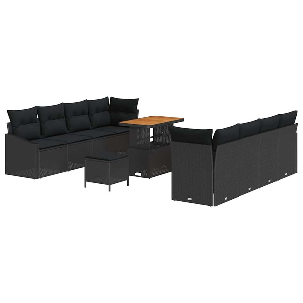 Ensemble de canapé de jardin 11 pc 10-nombre de places noir