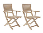 Melton - lot de deux chaises de jardin pliantes avec accoudoirs - en bois
