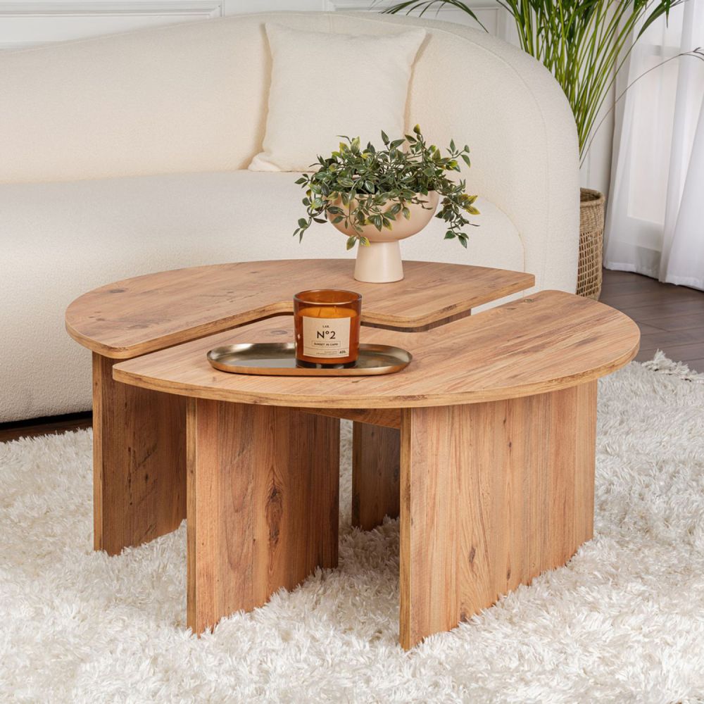 Table basse ronde duo pin atlantique 90cm azus