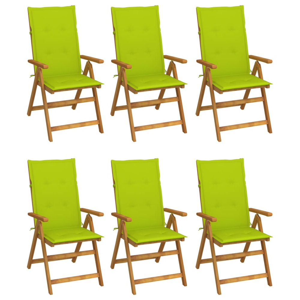 Chaises pliables de jardin lot de 6 avec coussins bois d'acacia