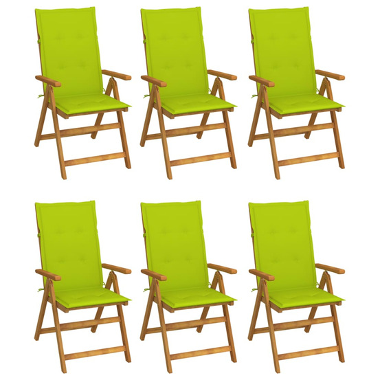Chaises pliables de jardin lot de 6 avec coussins bois d'acacia