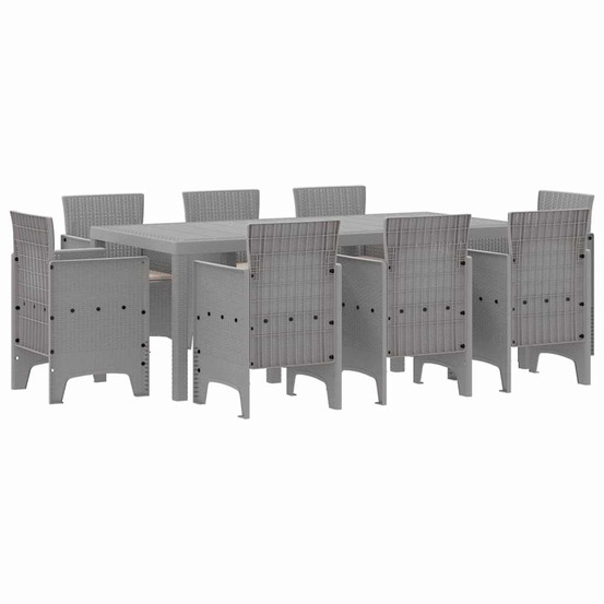 Ensemble de salle à manger pour jardin 9 pcs gris clair