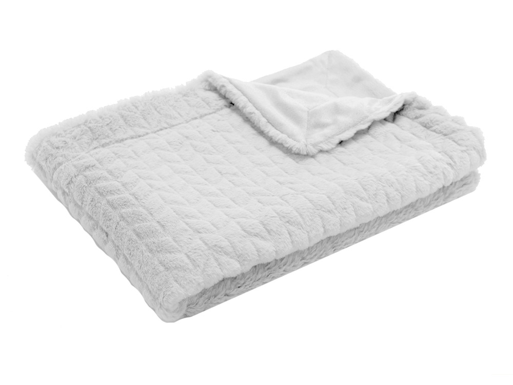 Plaid chevron 130 x 170 cm gris clair