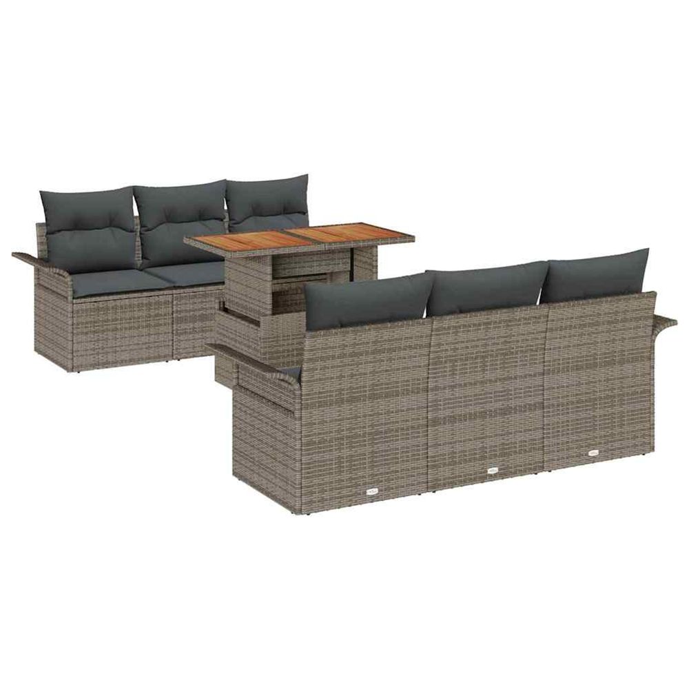 Ensemble de canapé de jardin 7 pc gris poly rotin
