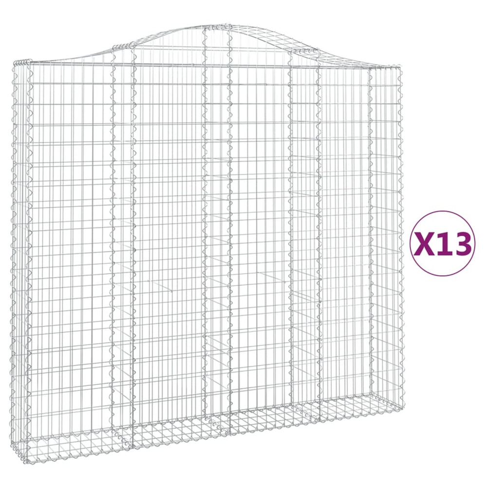 Paniers à gabions arqués 13 pcs 200x30x180/200 cm fer galvanisé