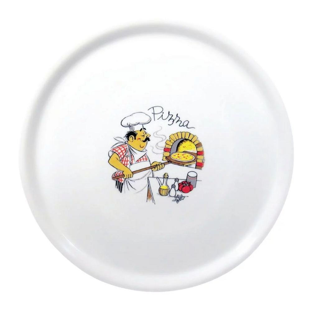 Assiette à pizza 330 mm - décor chef - lot de 6 - saturnia