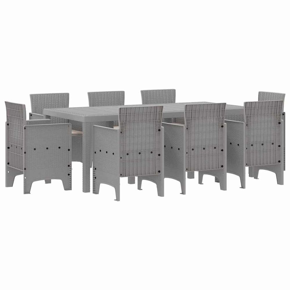 Ensemble de salle à manger pour jardin 9 pc gris clair