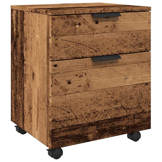 Classeur mobile roues vieux bois 45x38x54 cm bois d'ingénierie