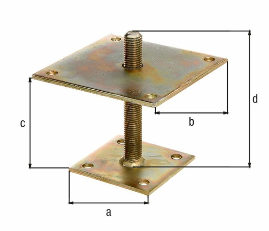 Ancre poteau l réglable 30-150 bichromatée à cheviller 100x100