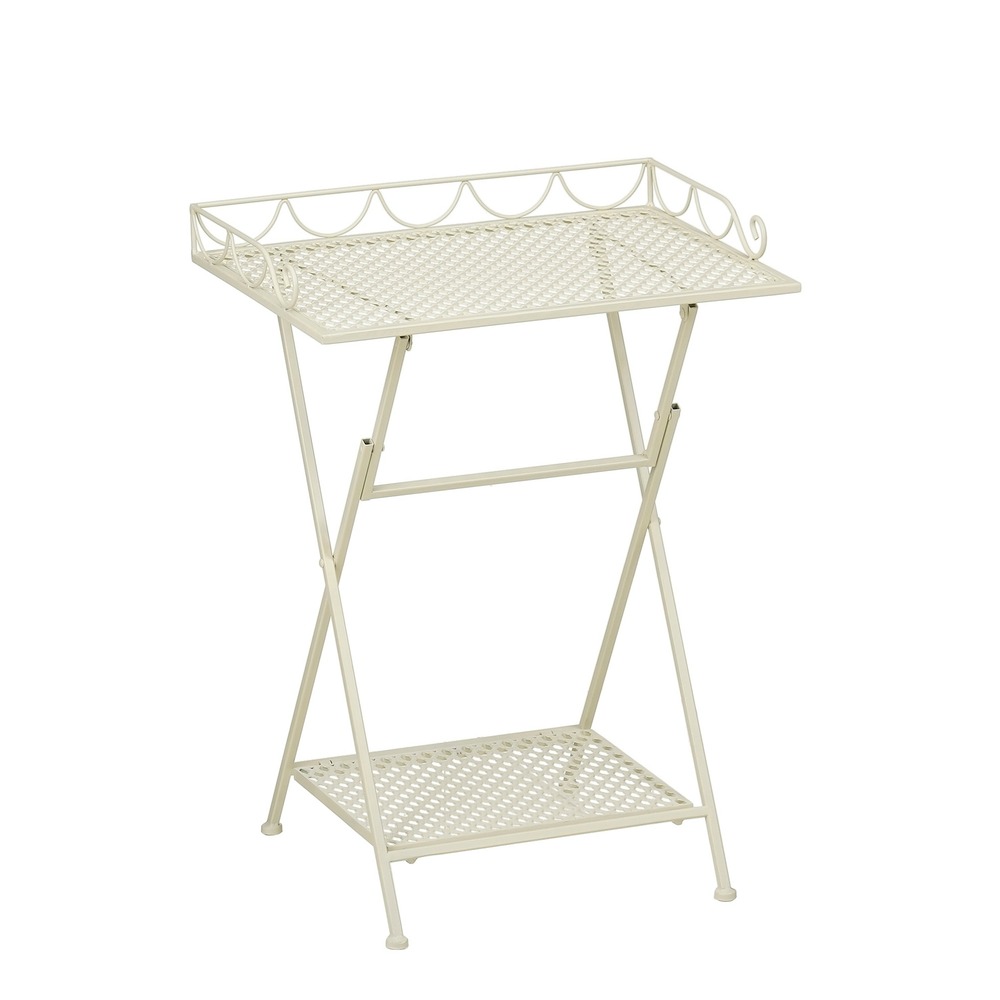 Mica decorations marseille table de jardin extérieur – étagère rangement – métal – 50 x 38 x 68 cm – off white