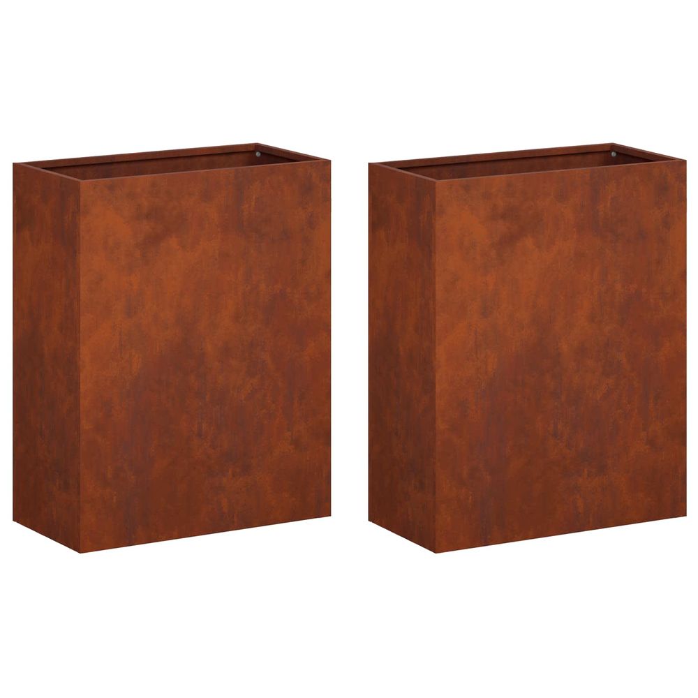 Cache-pot de jardin 2 pc rouillé 40 x 20 x 40 cm acier patiné