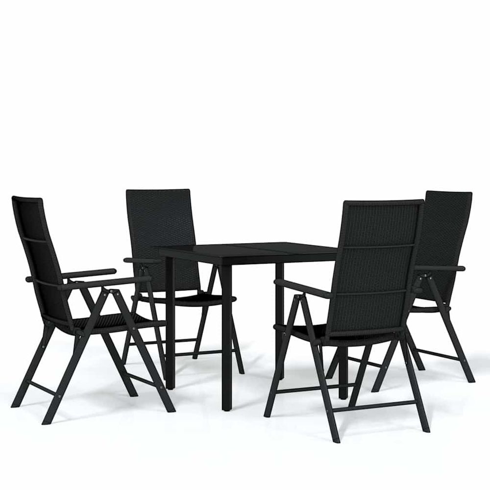 Ensemble à manger de jardin 5 pcs noir