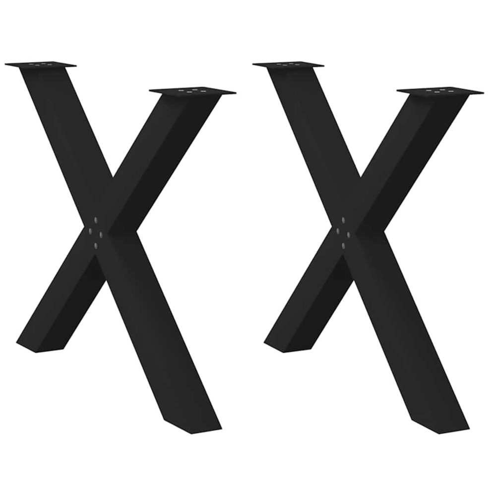 Pieds de table à manger en forme de x, 2 pièces, noir, 90 x (72-73) cm, acier