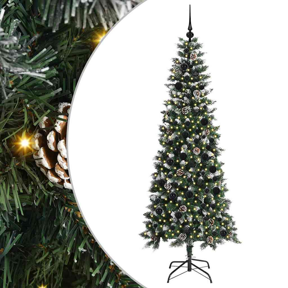 Sapin de noël artificiel vert 210 cm pvc, plastique et acier