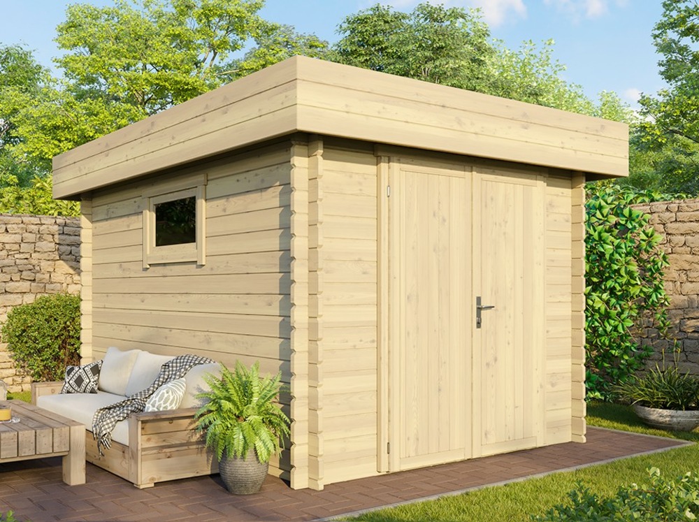 Abri de jardin en bois roveto – 9m² - 28 mm – abri moto - toit plat