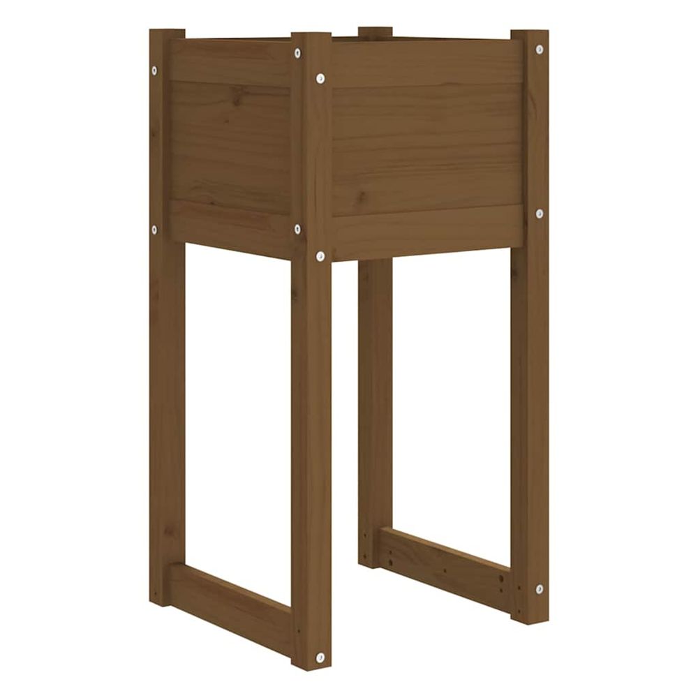 Jardinière d'extérieur marron miel 40x40x81 cm bois massif de pin