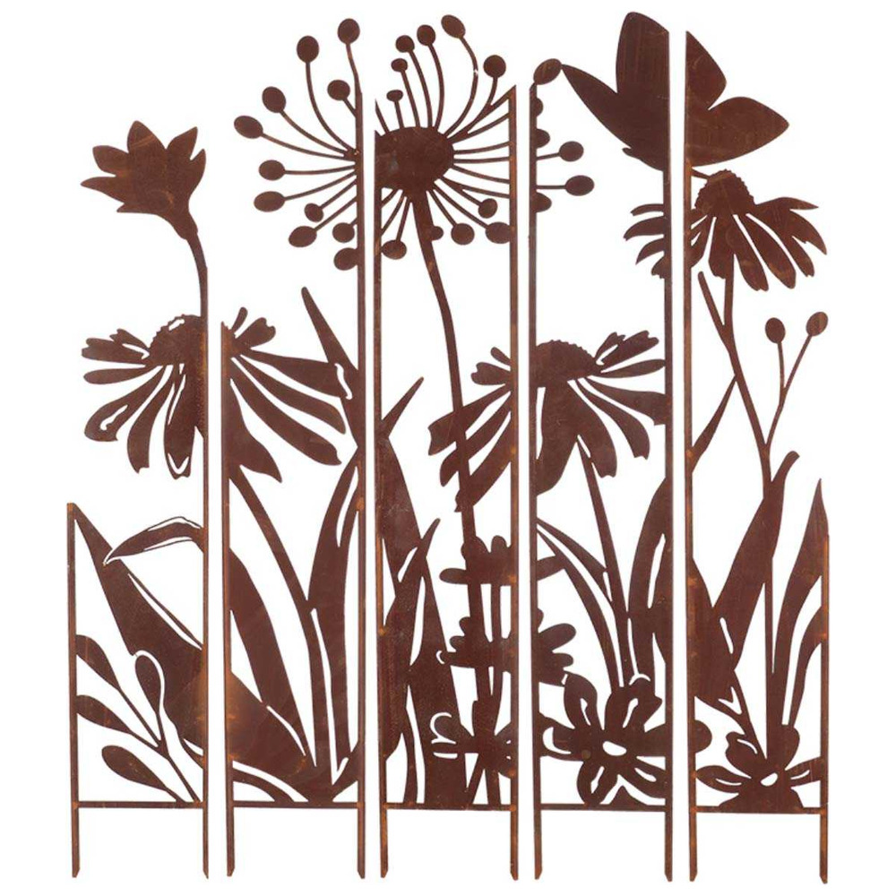 Treillis brise vue en 5 parties fleurs s : 87 x 1,5 x 117,2 cm