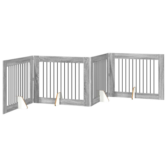 Porte de chien pliable avec supports 4 pcs sonoma gris 401 cm