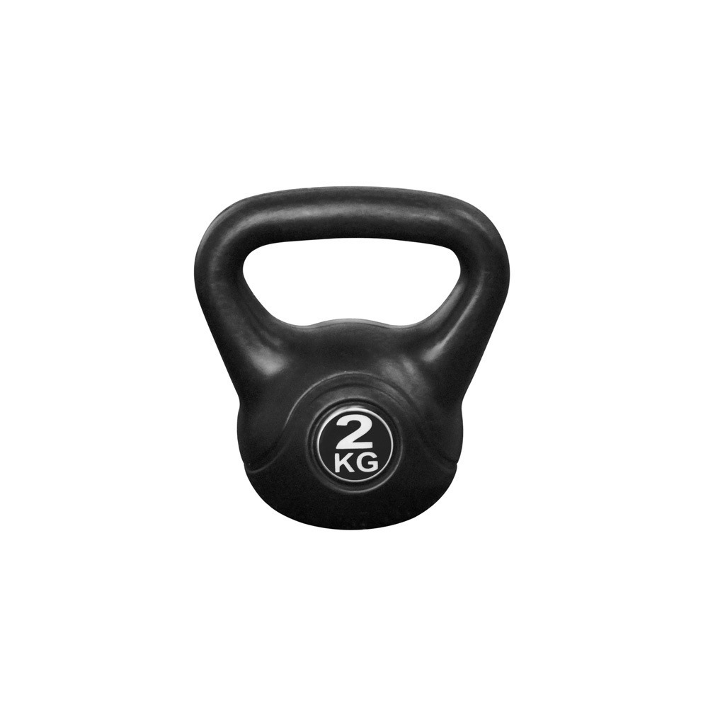 Kettlebell 2 kg - plastique - pour une utilisation intérieure et extérieure - noir