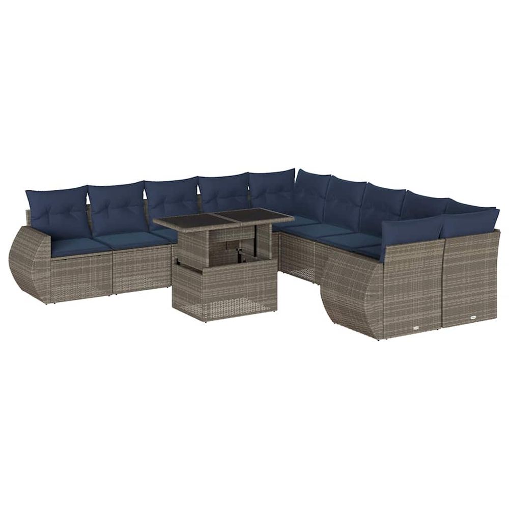 Ensemble de canapé de jardin 11 pcs avec coussins gris