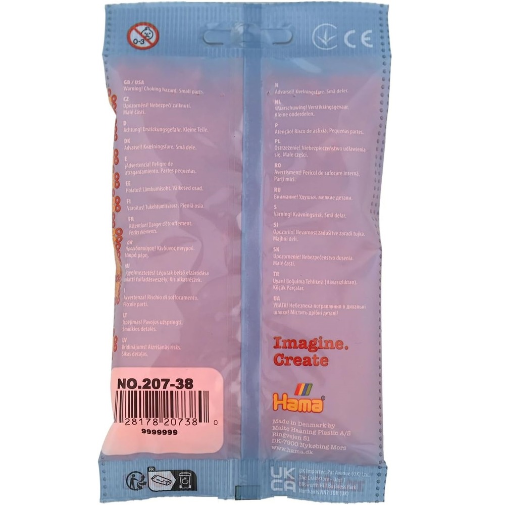 Sachet 1000 perles plastique midi orange néon