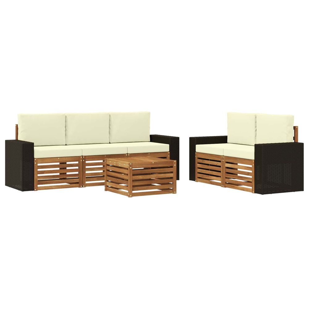 Ensemble de canapés d'extérieur 6 pc naturel et crème
