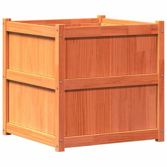 Jardinière cire marron 70x70x70 cm bois de pin massif