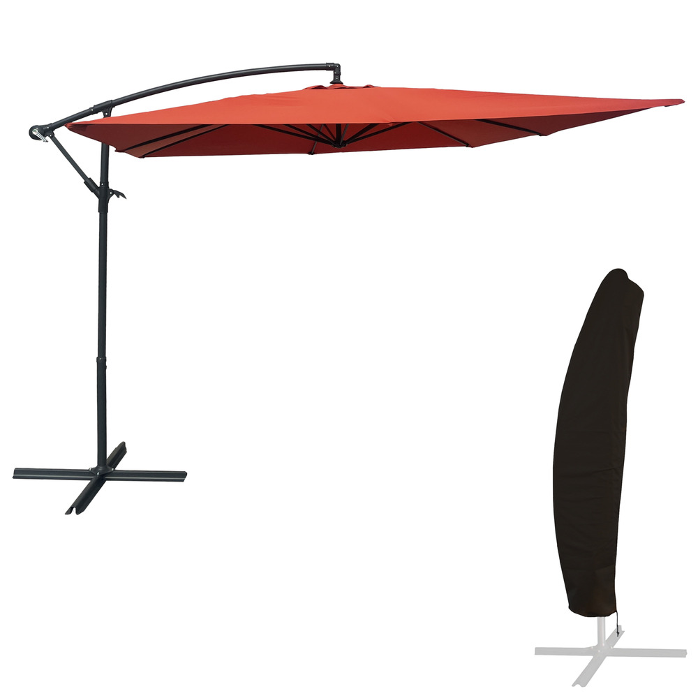 Parasol déporté molokai carré 2,7x2,7m terracotta + housse