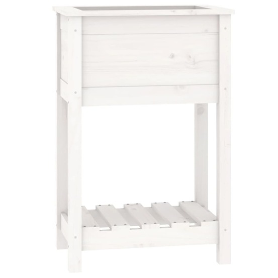 Jardinière avec étagère blanc 54x34,5x81 cm bois massif de pin