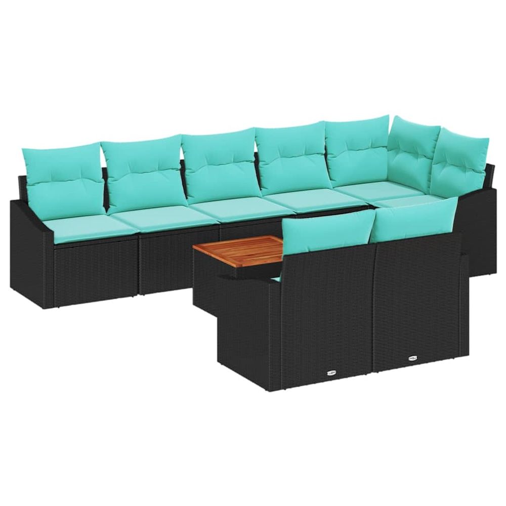 Ensemble de canapé de jardin 9 pc noir polyrotin