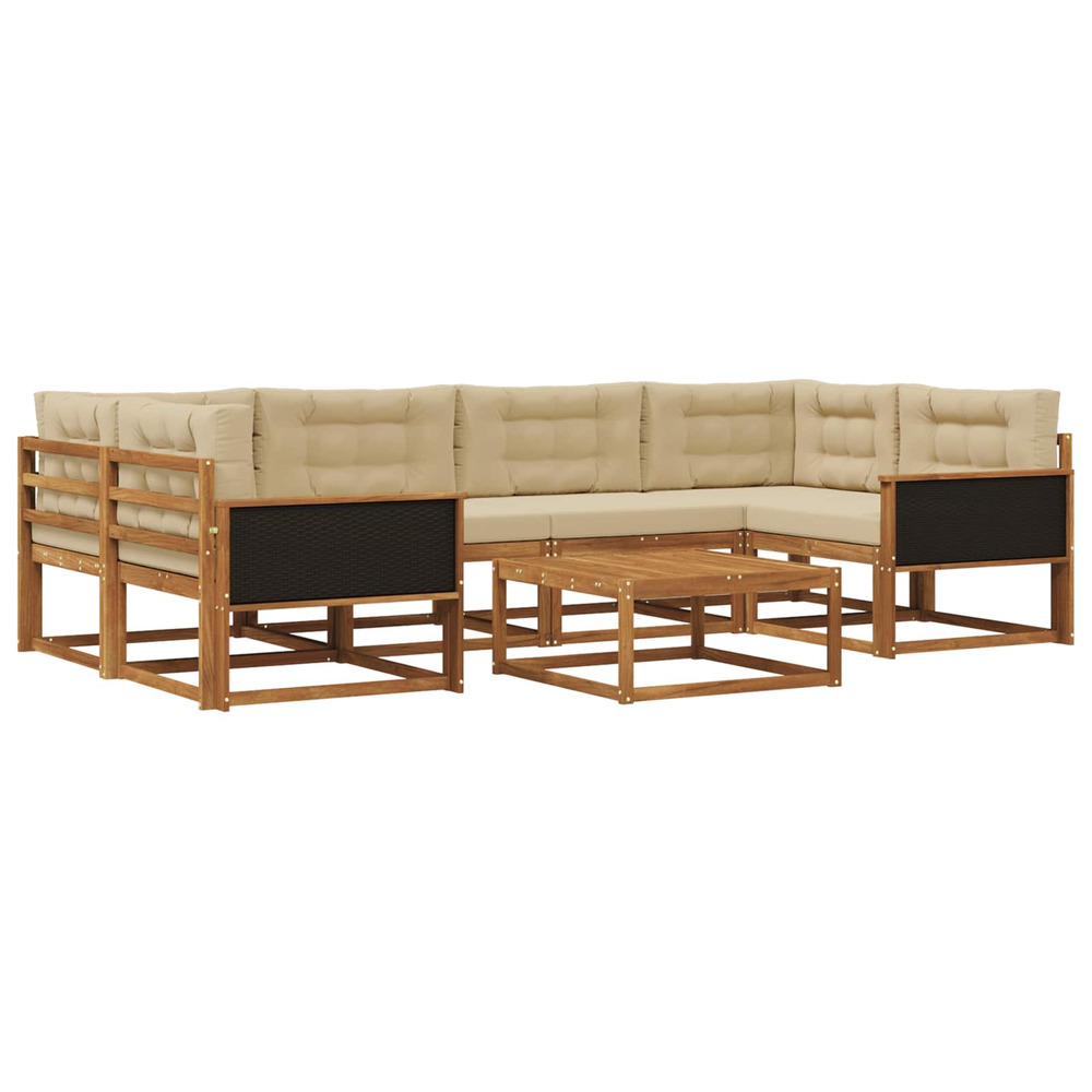 Ensemble de canapés d'extérieur 7 pcs naturel et beige