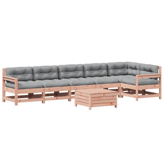 Salon de jardin 7 pcs avec coussins bois massif douglas