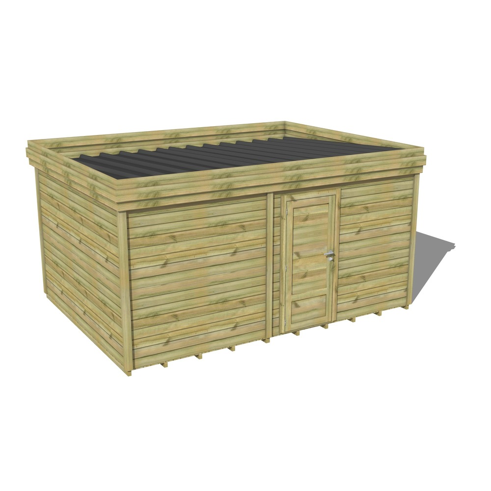 Abri de jardin bois pin traité autoclave 27mm - 4,69x3,44m / 16m2 - bac acier - plancher bois