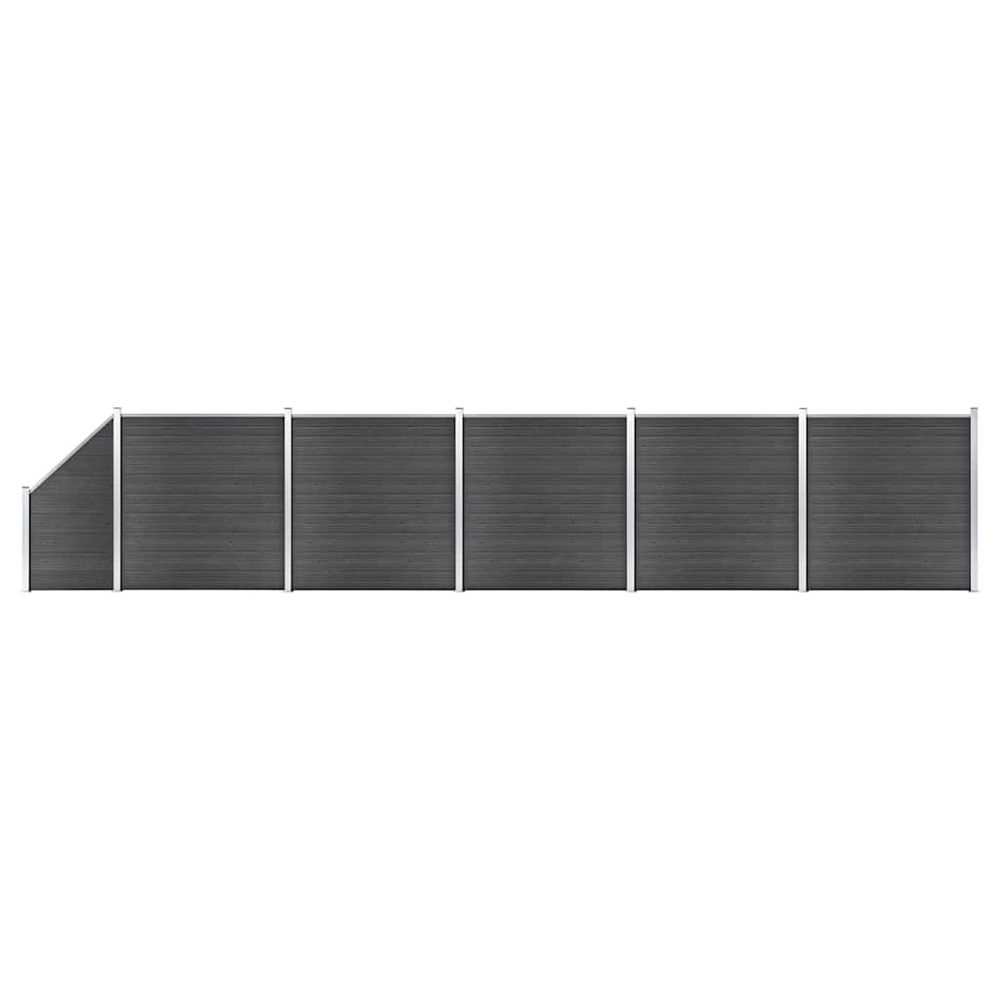 Ensemble de panneau de clôture wpc 965x(105-186) cm noir